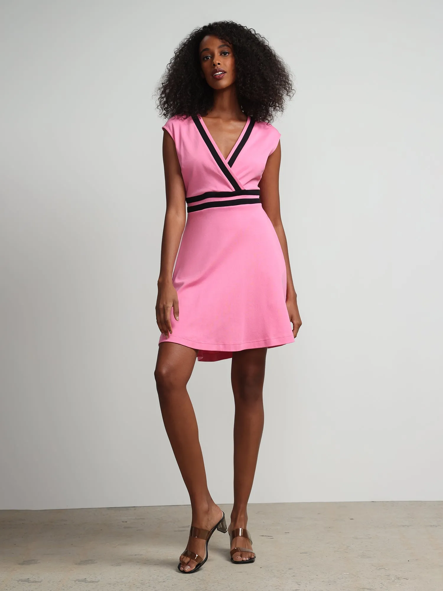Petite Colorblock Accent Wrap Dress - City Knits