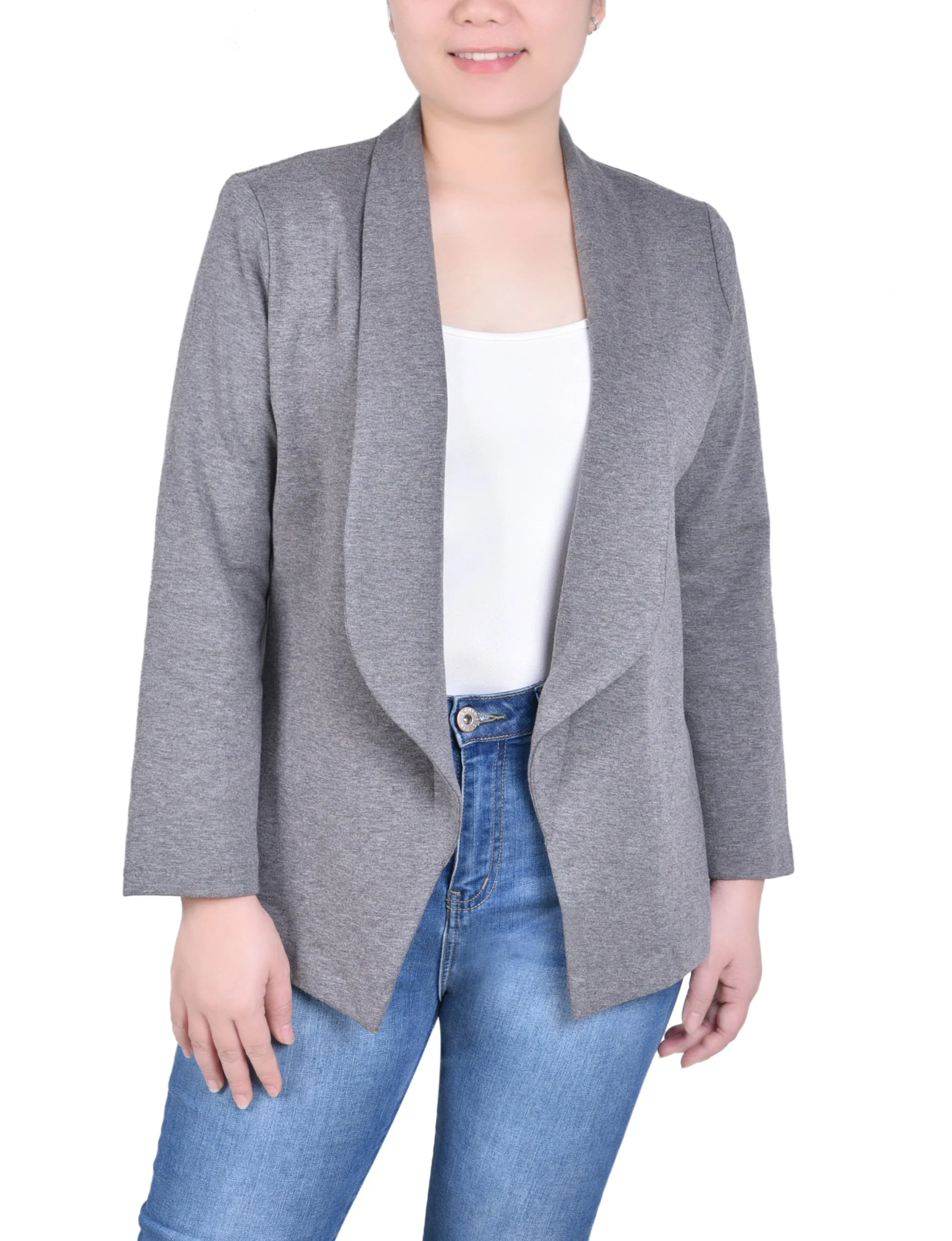 Petite Long Sleeve Ponte Jacket