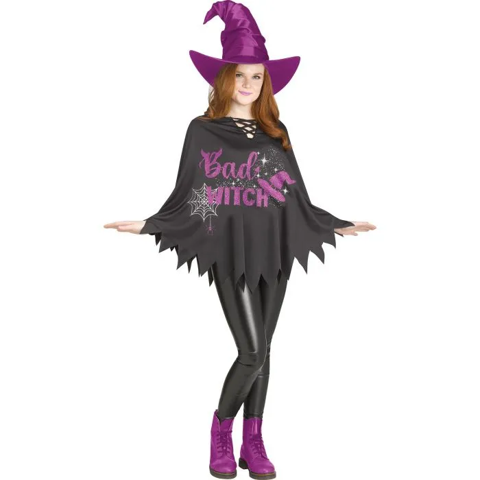 Poncho Bad Witch/Black  - Adult