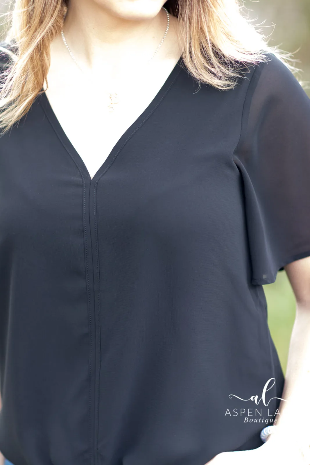 *PVM* Onyx Chiffon Top (Black)