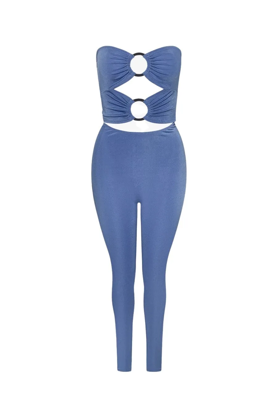 "TRENDSETTER" Stone Green & Gold Tube Jumpsuit