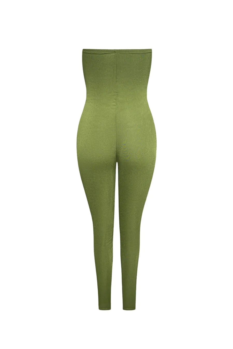 "TRENDSETTER" Stone Green & Gold Tube Jumpsuit