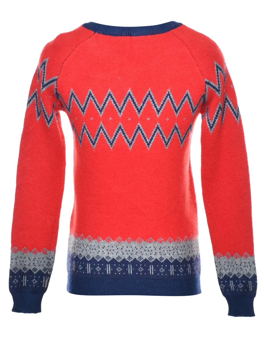 Red Nordic Jumper - S