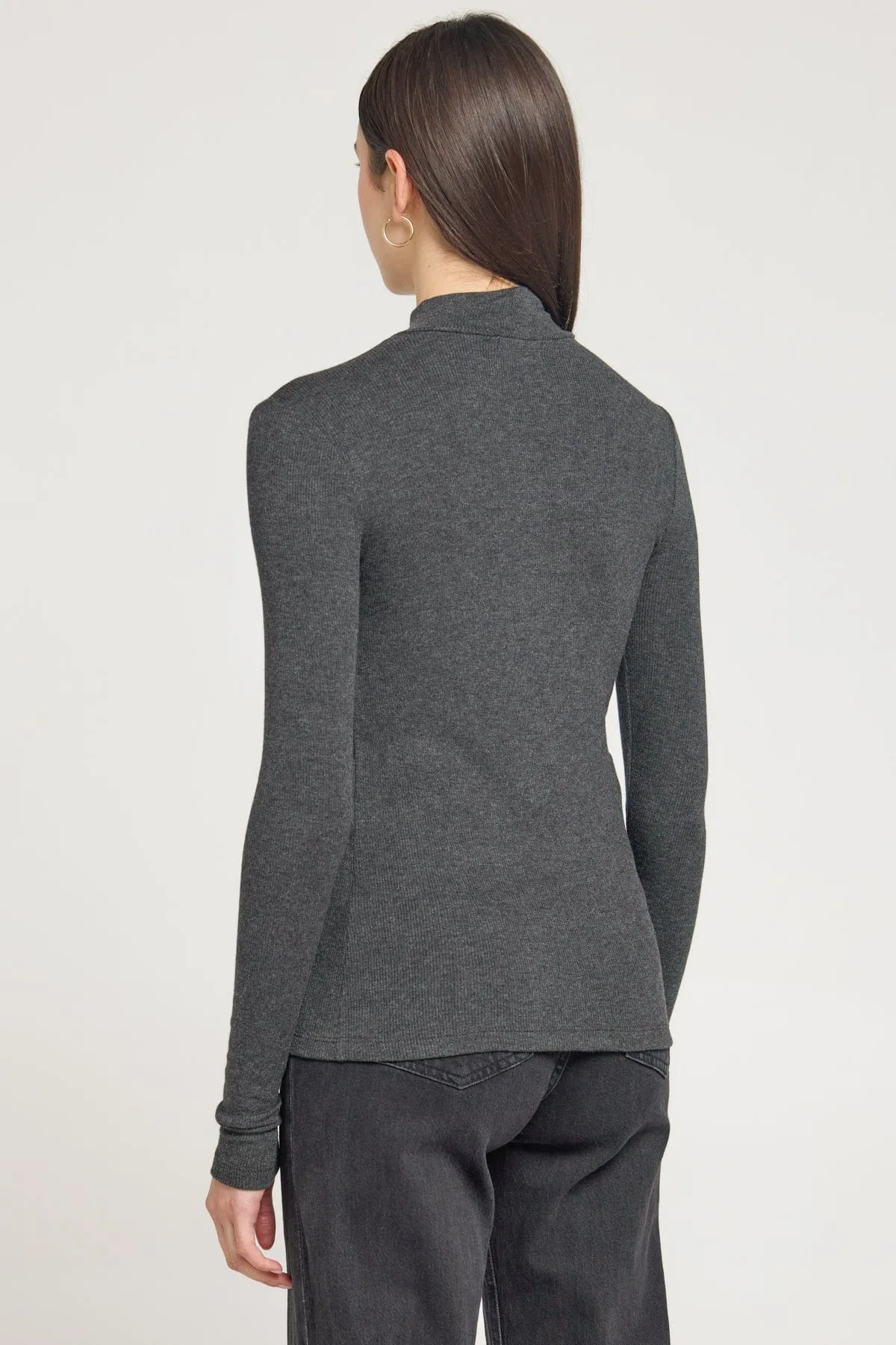 Ribbed Long Sleeve Mock Tee