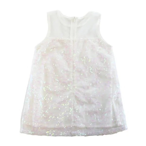 Sequin Floral Mesh Dress White
