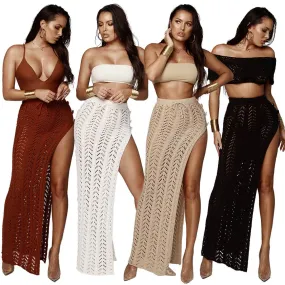 Sexy Beach Knit Cutout High Waist Maxi Dress