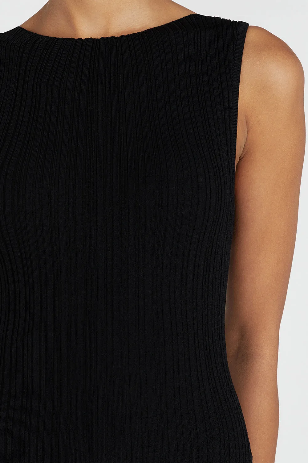 SIENNA BLACK KNIT MIDI DRESS