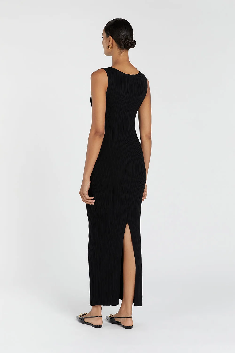 SIENNA BLACK KNIT MIDI DRESS