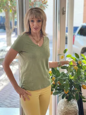 Slim Fit V-Neck Slub Tee