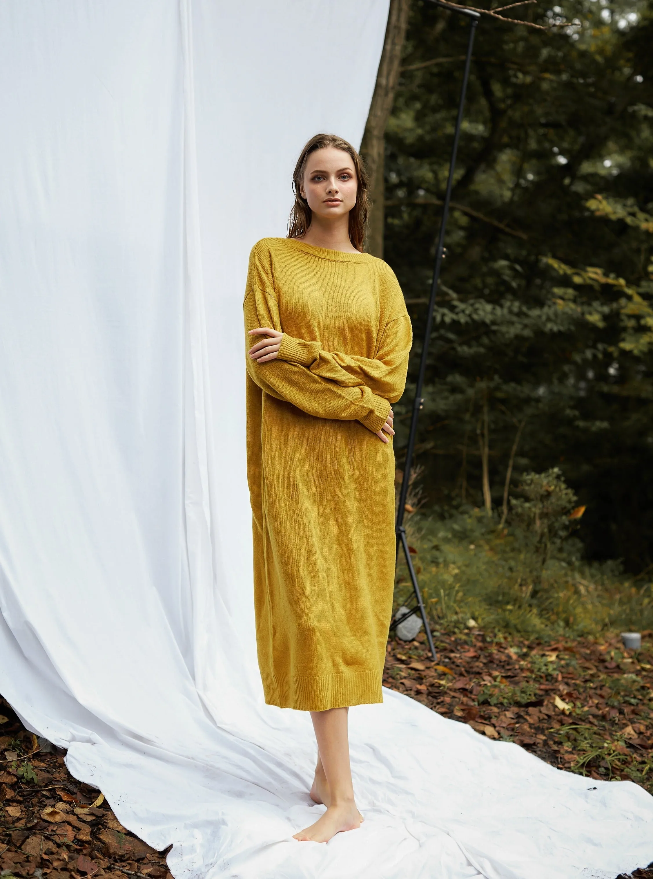 soft knit dress / 蜂蜜(mustard)