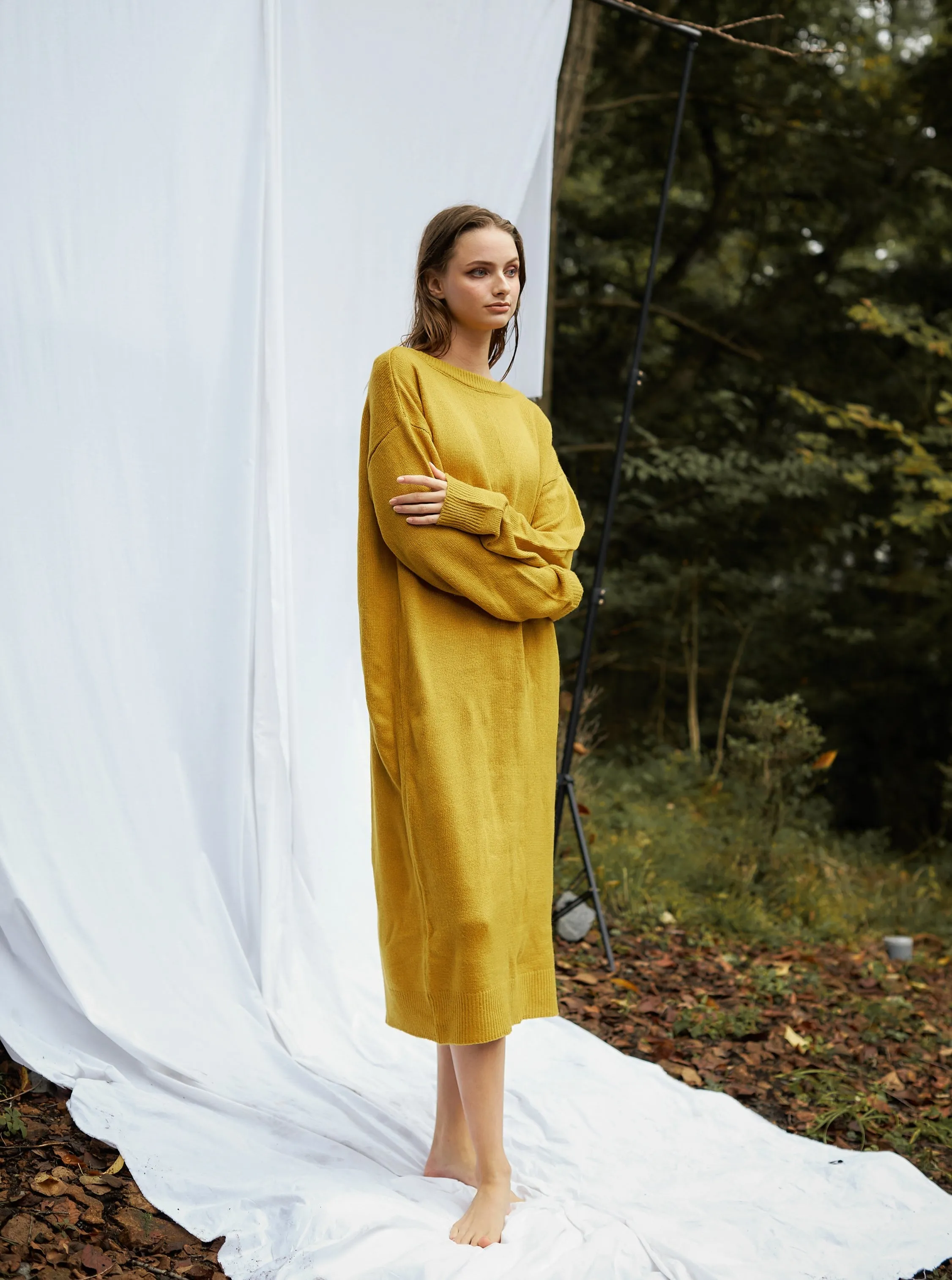 soft knit dress / 蜂蜜(mustard)