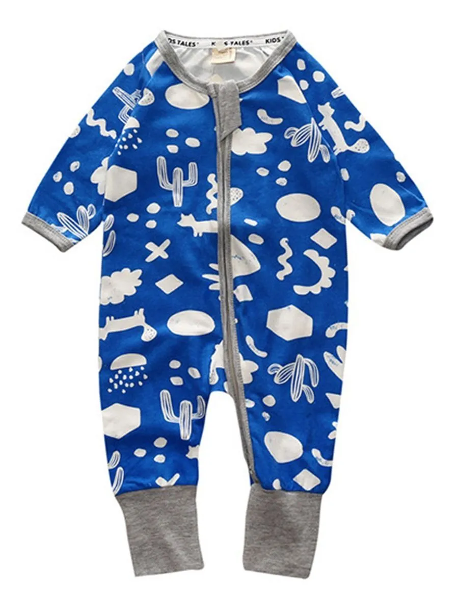 Spring Autumn Cartoon Zip Jumpsuit Overalls