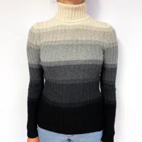 Striped Slim Fit Cashmere Polo Neck Jumper Small