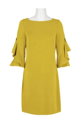 Taylor Boat Neck 3/4 Flutter Sleeve Zipper Back Luxe Modal Scuba Dress