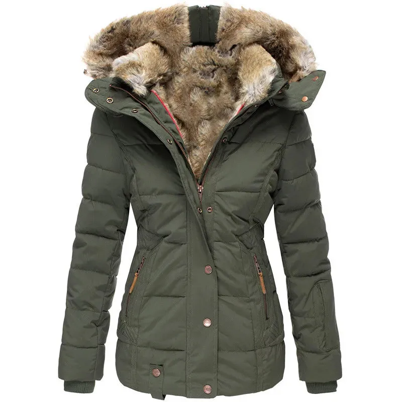 THRINA | WARM WINTER COAT WITH FAUX FUR LINING