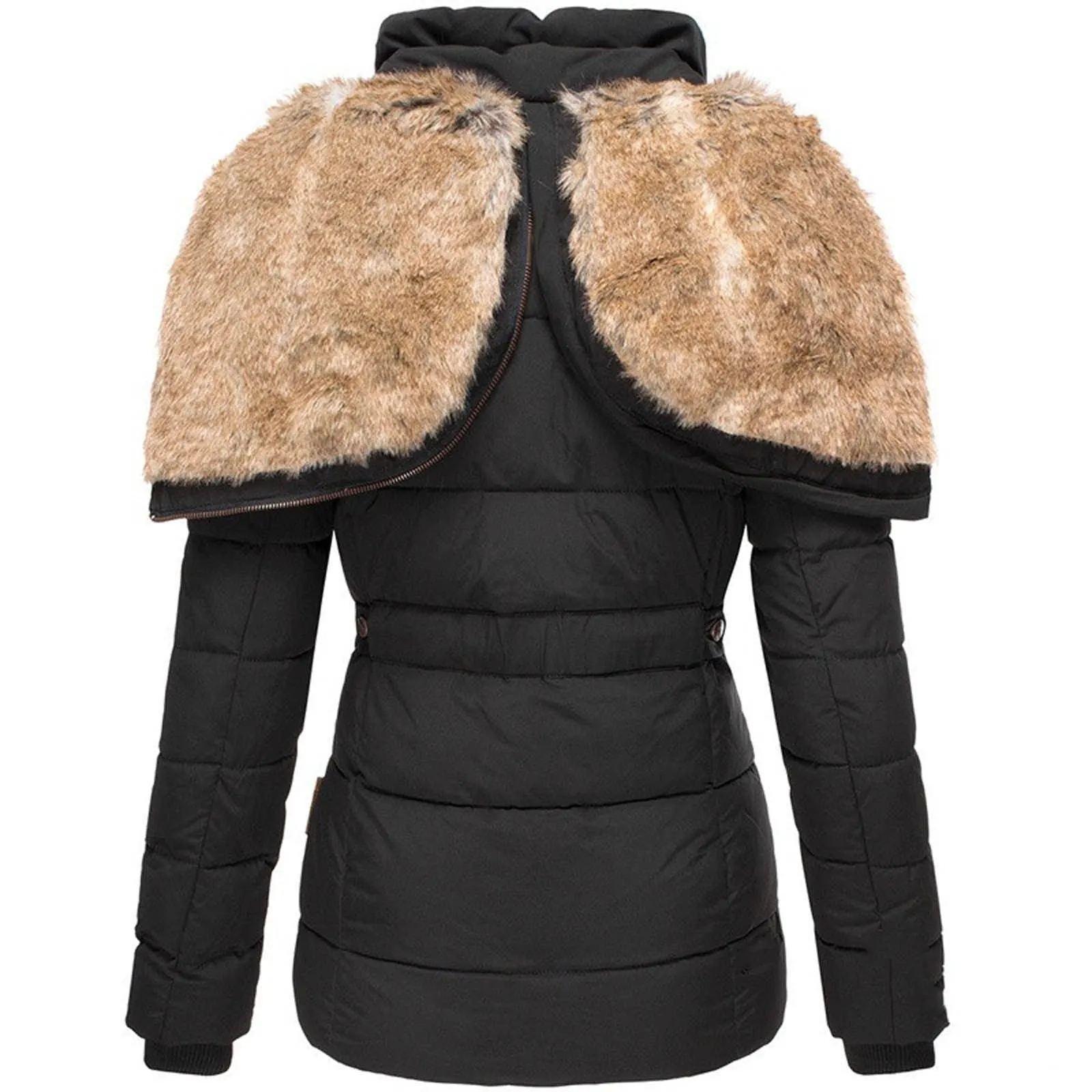 THRINA | WARM WINTER COAT WITH FAUX FUR LINING