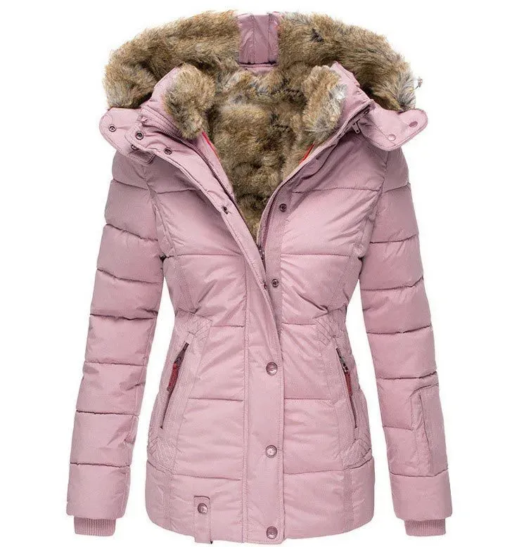 THRINA | WARM WINTER COAT WITH FAUX FUR LINING