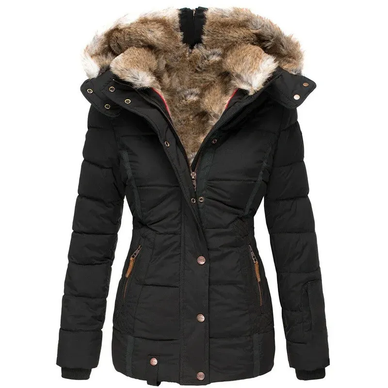 THRINA | WARM WINTER COAT WITH FAUX FUR LINING