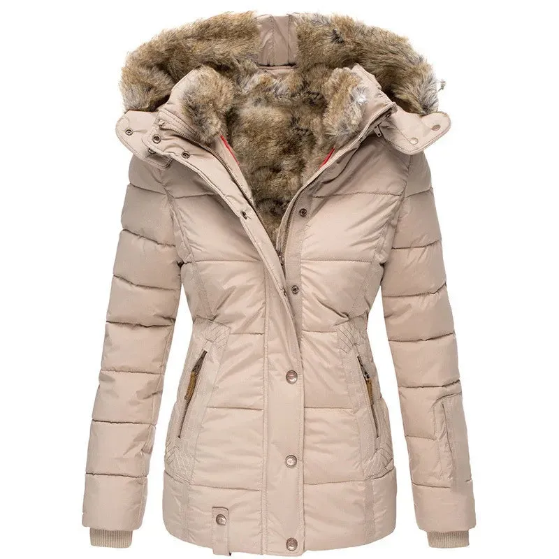 THRINA | WARM WINTER COAT WITH FAUX FUR LINING