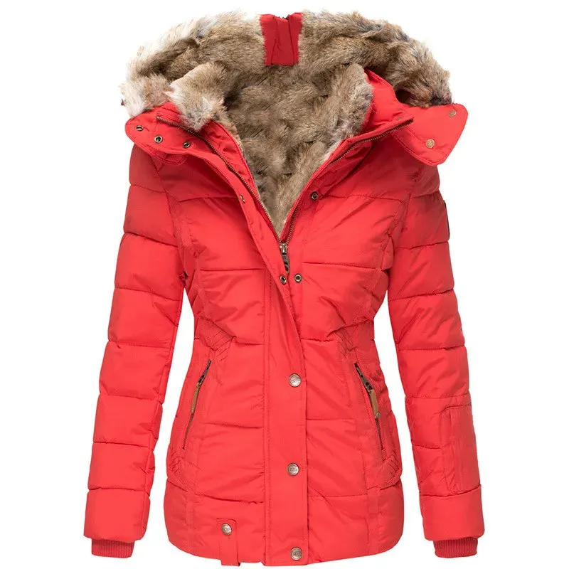 THRINA | WARM WINTER COAT WITH FAUX FUR LINING