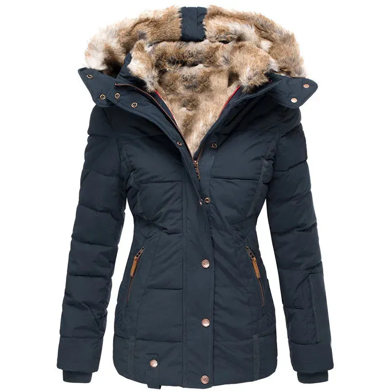 THRINA | WARM WINTER COAT WITH FAUX FUR LINING