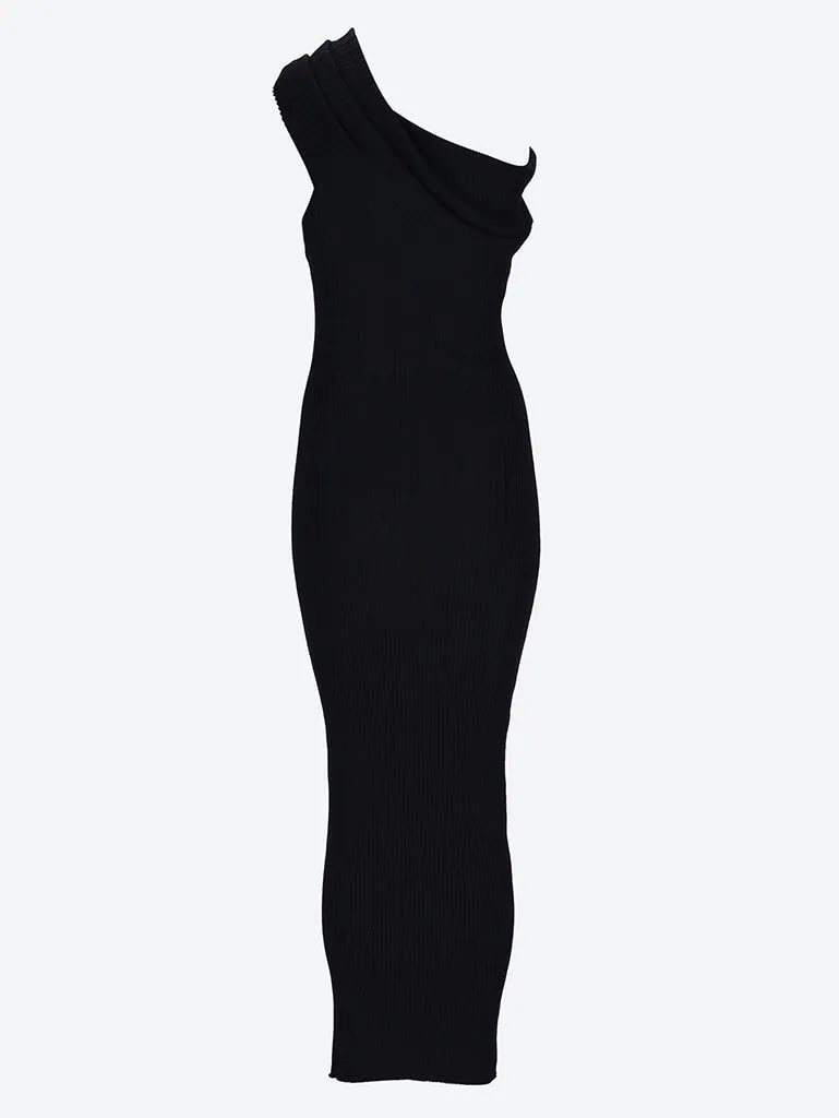 Twist rib knit long dress