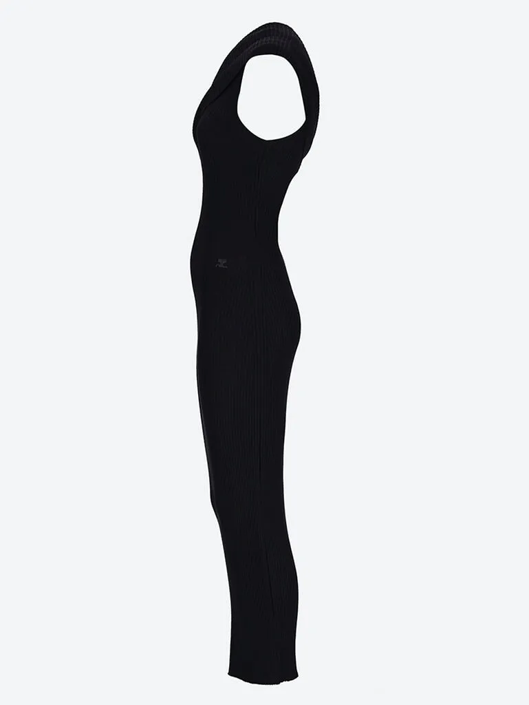 Twist rib knit long dress