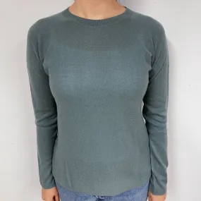 Vince Sage Grey Cashmere Crew Neck Jumper Small