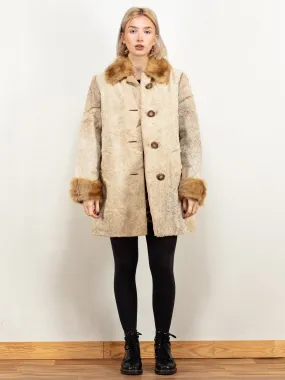 Vintage 60's Women Cows Fur Coat in Grey