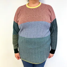 Vintage Pringle Colour Block Cashmere Crew Neck Jumper Extra Large