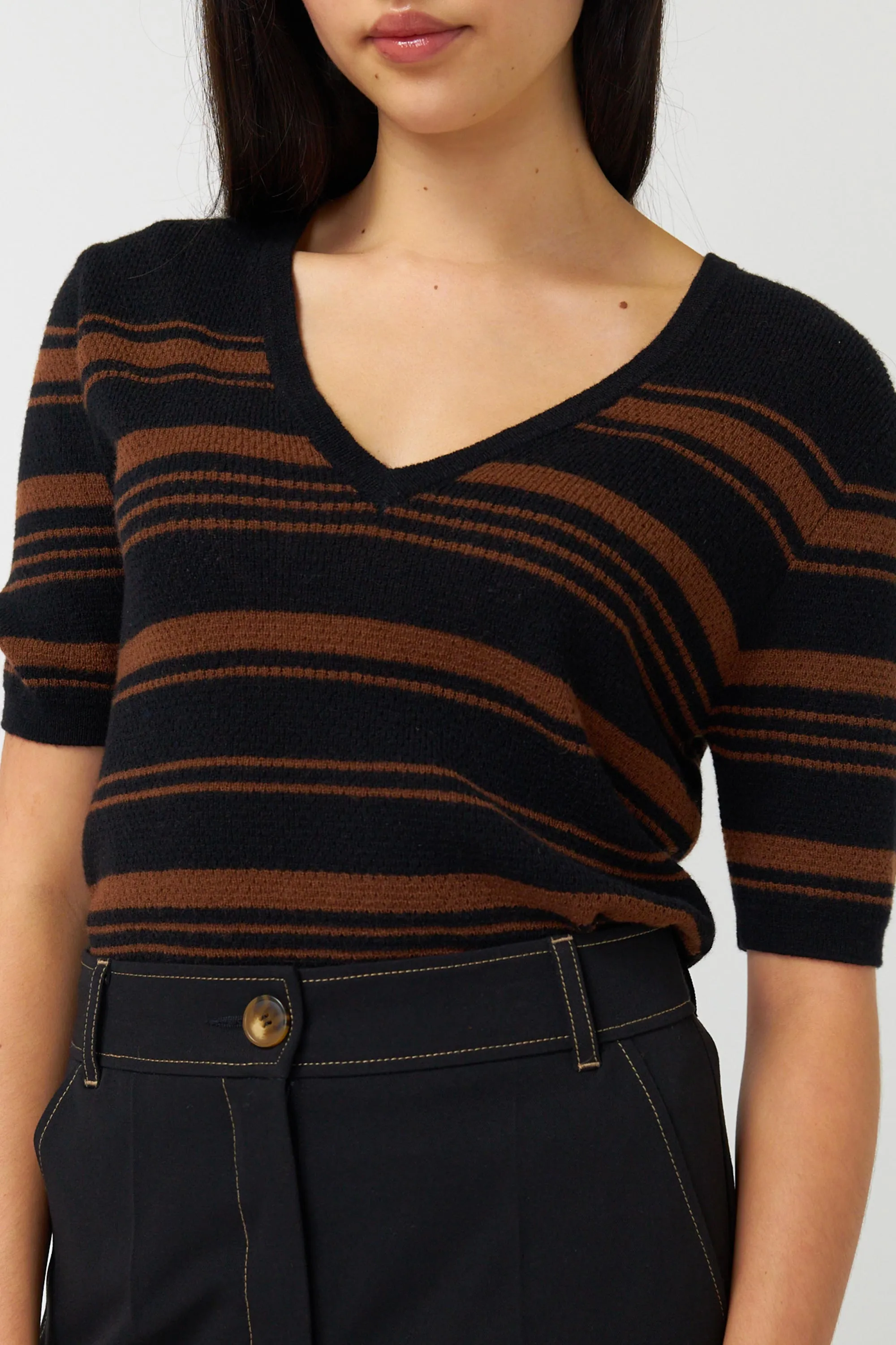 Waffle stripe top