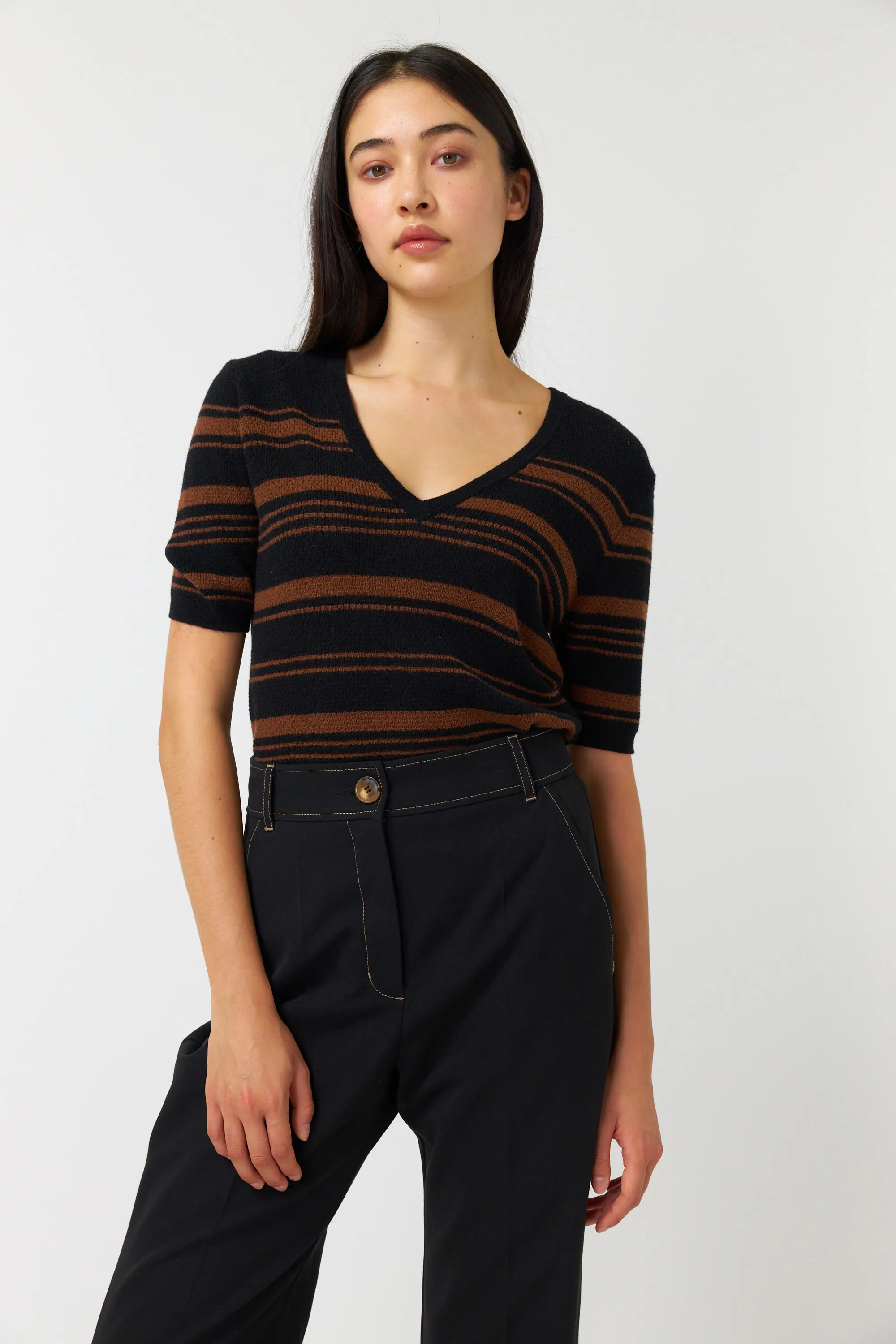 Waffle stripe top
