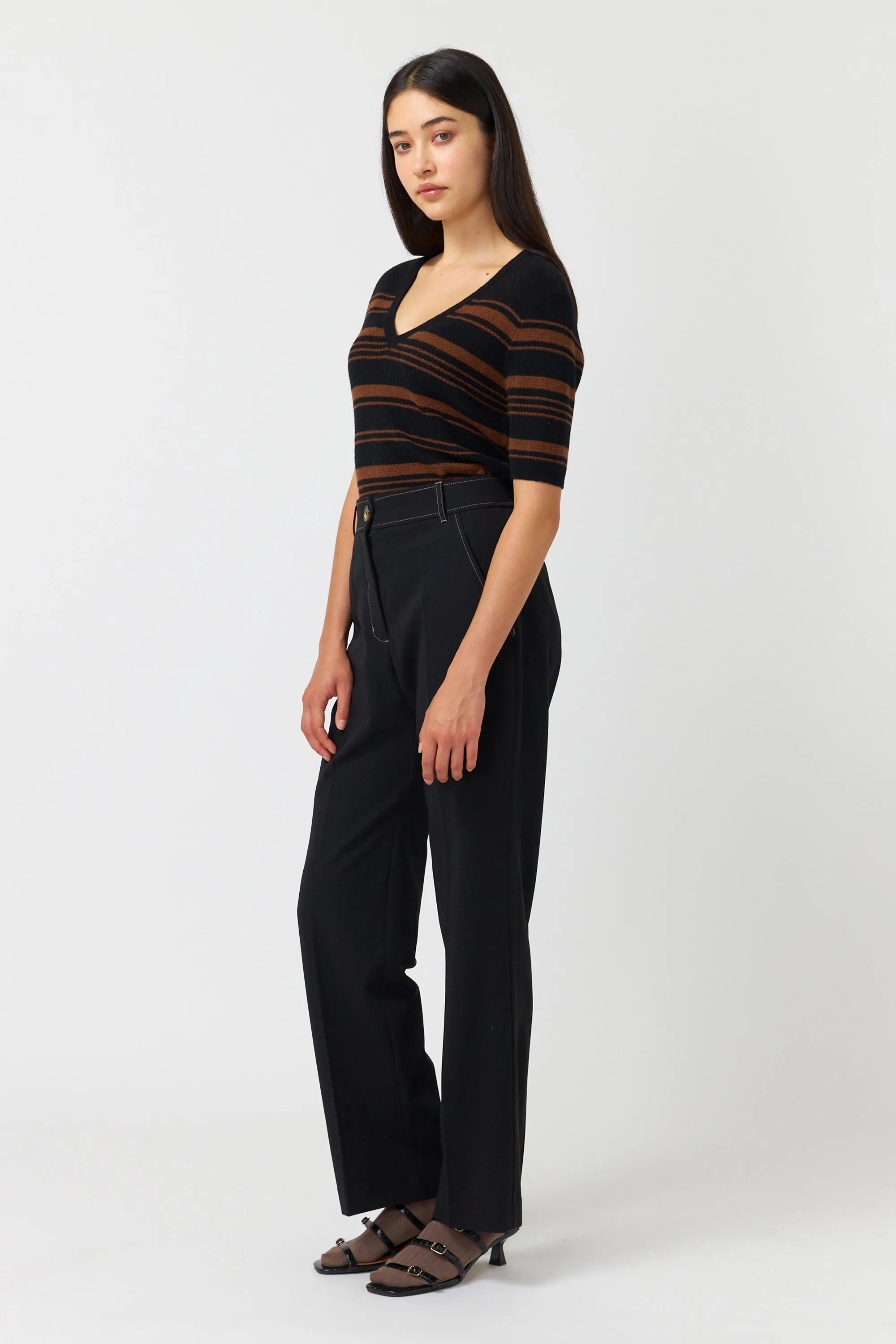 Waffle stripe top