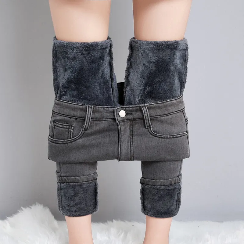 Women Thermal Warm Jeans