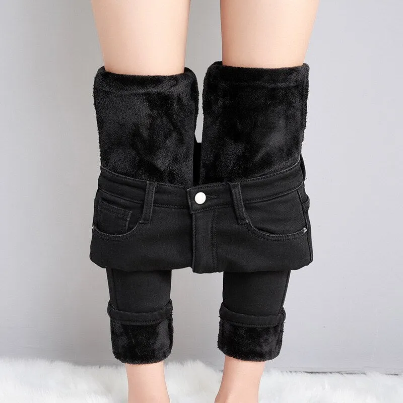 Women Thermal Warm Jeans