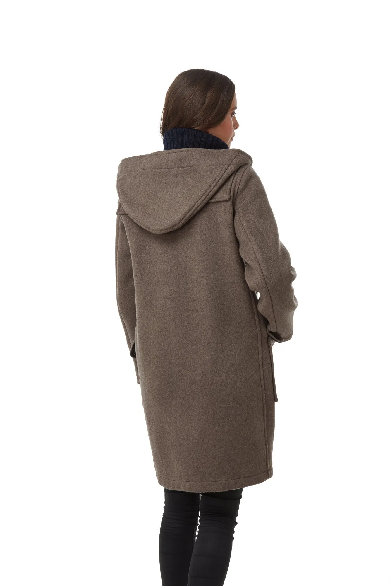 Women's Classic Fit Duffle Coat with Wooden Toggles - Mushroom