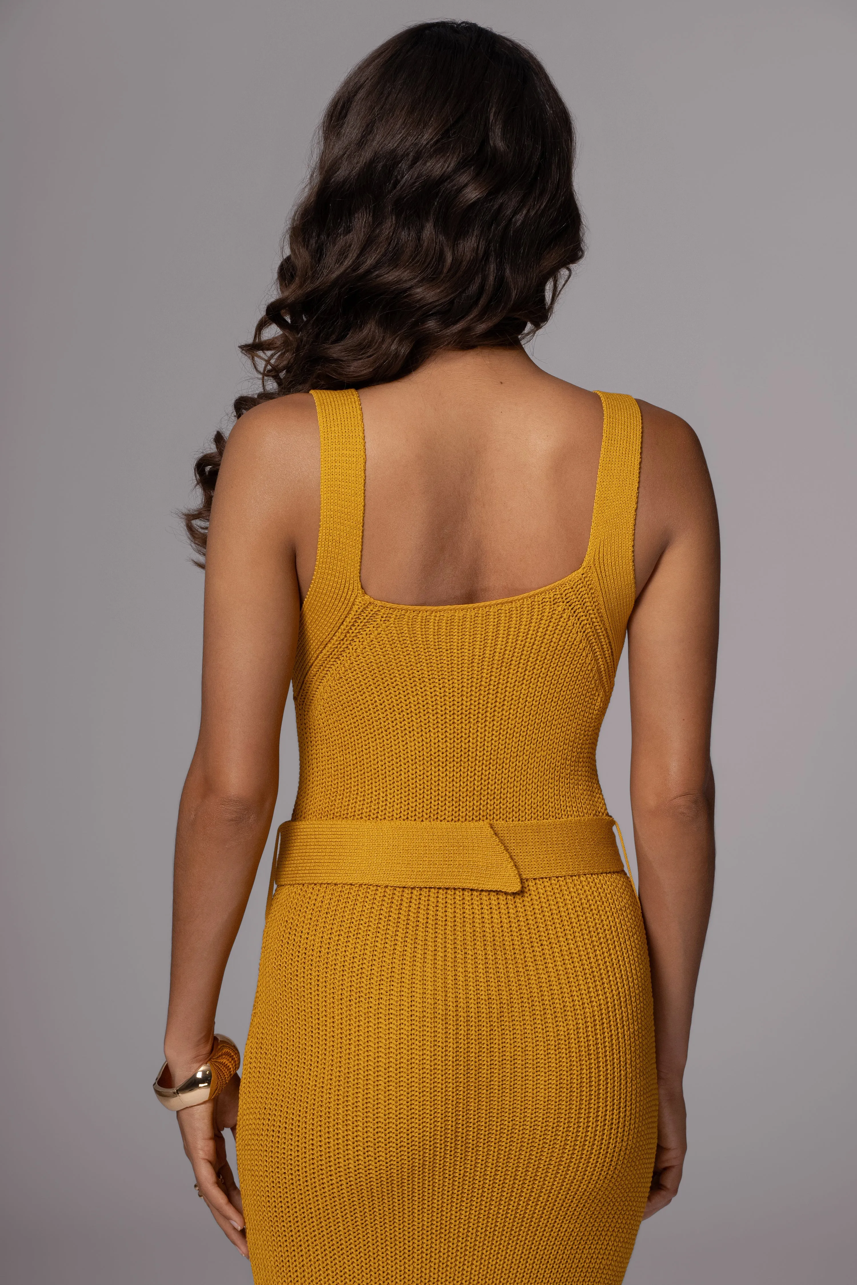 Yellow Moonrise Ribbed Maxi Dress